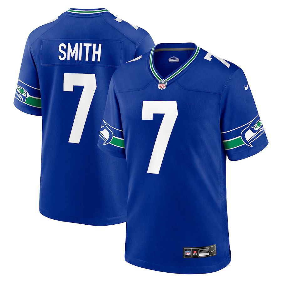 Men Seattle Seahawks 7 Geno Smith Nike Royal Throwback Player Game NFL Jersey